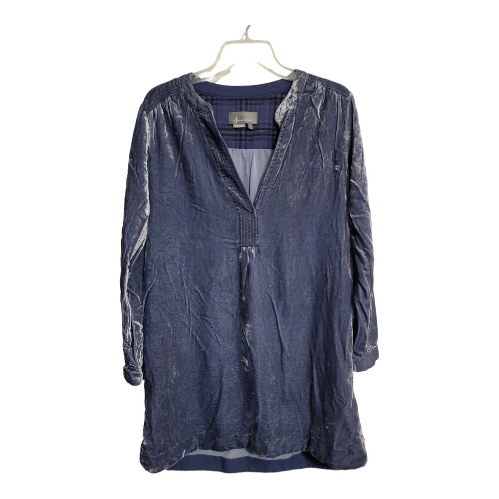 Anthropologie Melody Velvet Tunic Dress Slate Blue Size XS Women's Blouse Loose